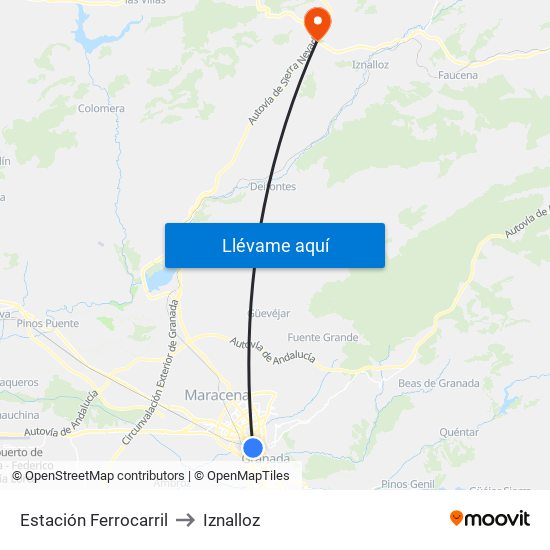 Estación Ferrocarril to Iznalloz map