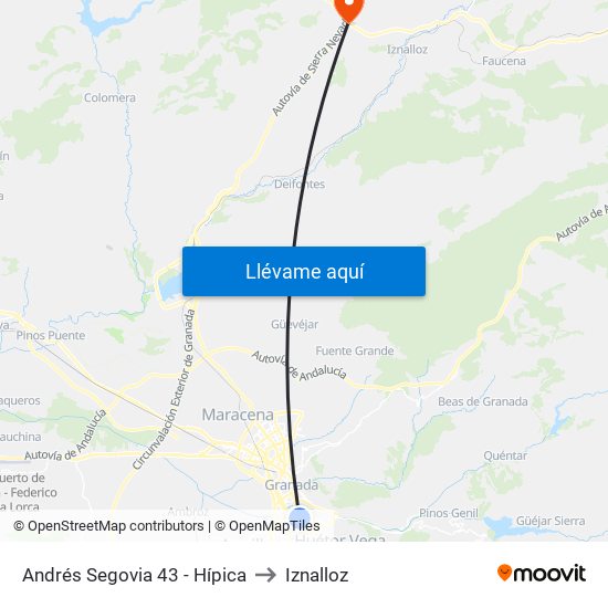 Andrés Segovia 43 - Hípica to Iznalloz map