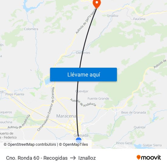 Cno. Ronda 60 - Recogidas to Iznalloz map