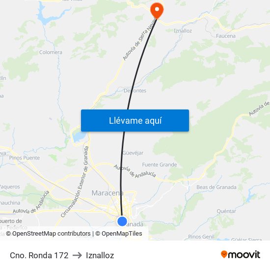 Cno. Ronda 172 to Iznalloz map