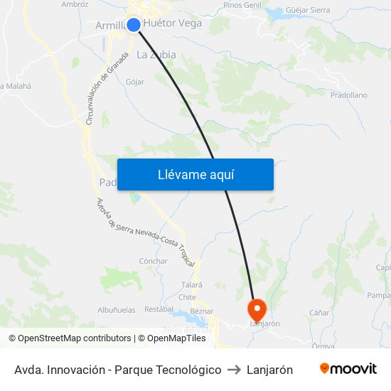 Avda. Innovación - Parque Tecnológico to Lanjarón map