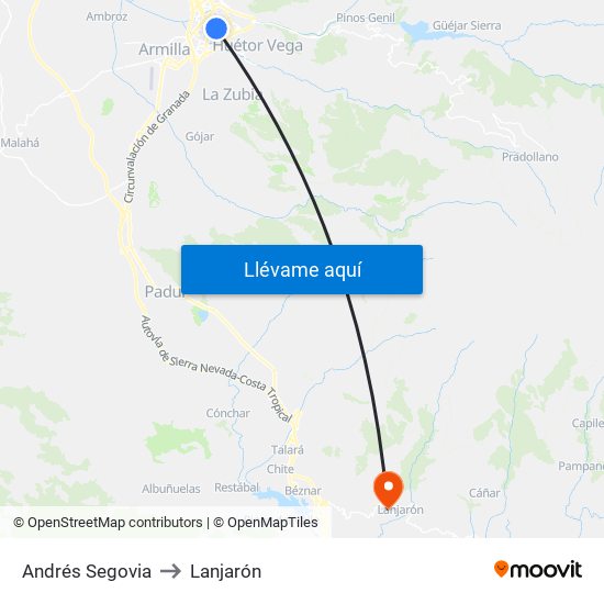 Andrés Segovia to Lanjarón map