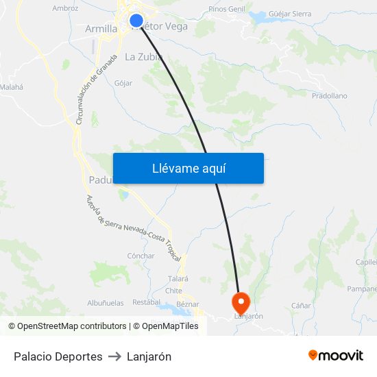 Palacio Deportes to Lanjarón map