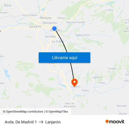 Avda. De Madrid 1 to Lanjarón map