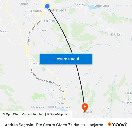 Andrés Segovia - Fte Centro Cívico Zaidín to Lanjarón map