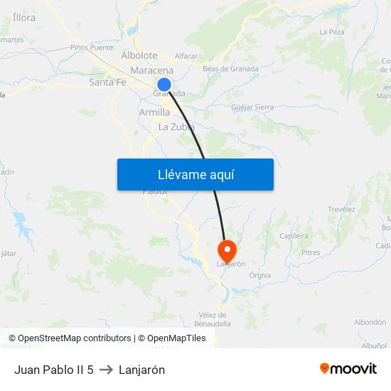 Juan Pablo II 5 to Lanjarón map