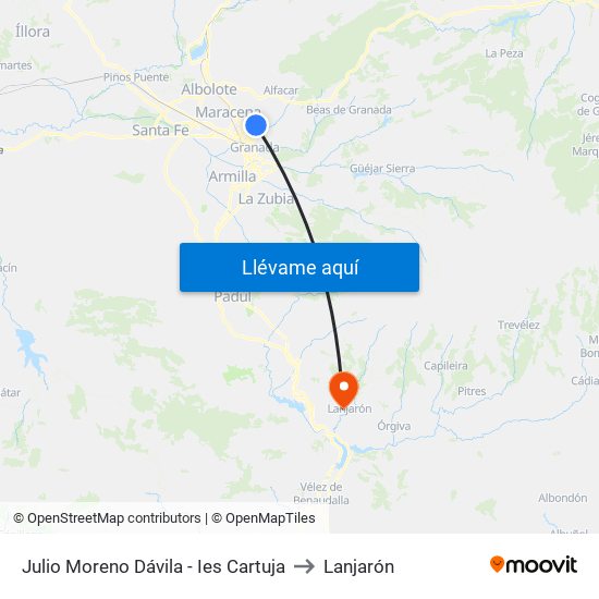 Julio Moreno Dávila - Ies Cartuja to Lanjarón map