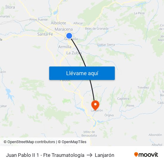 Juan Pablo II 1 - Fte Traumatología to Lanjarón map