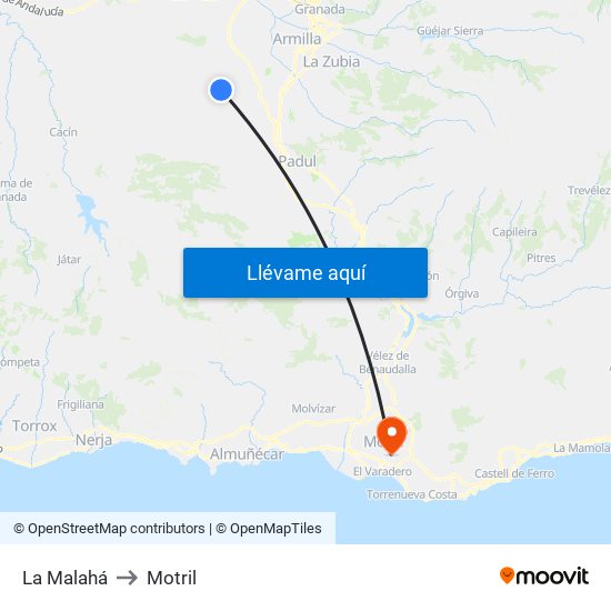 La Malahá to Motril map