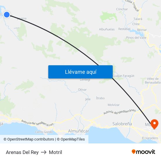 Arenas Del Rey to Motril map