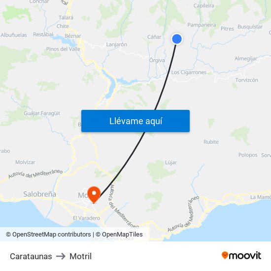 Carataunas to Motril map