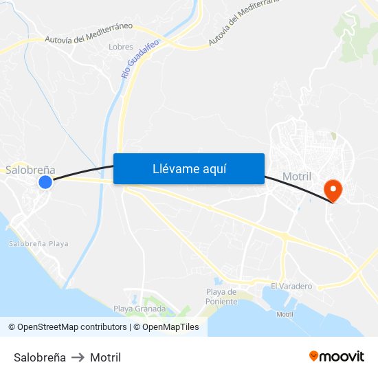 Salobreña to Motril map