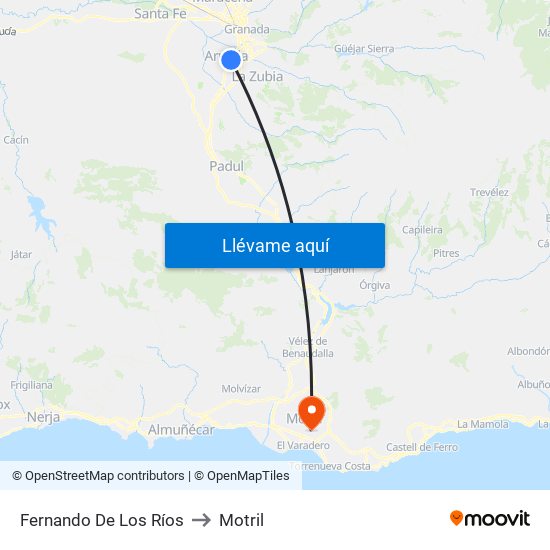 Fernando De Los Ríos to Motril map