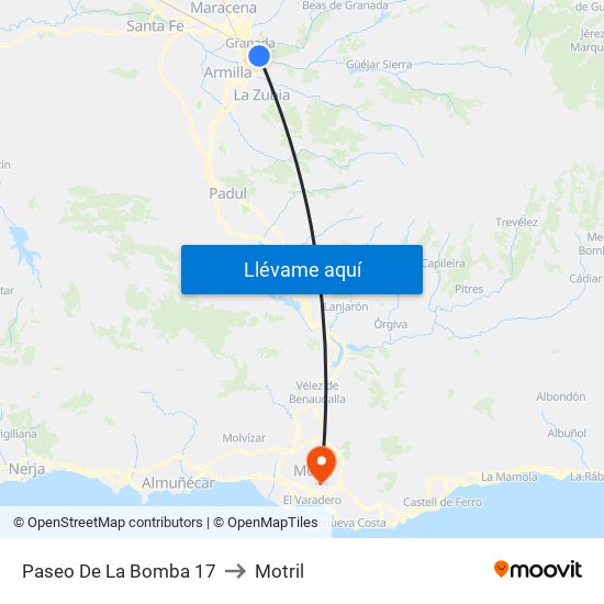 Paseo De La Bomba 17 to Motril map