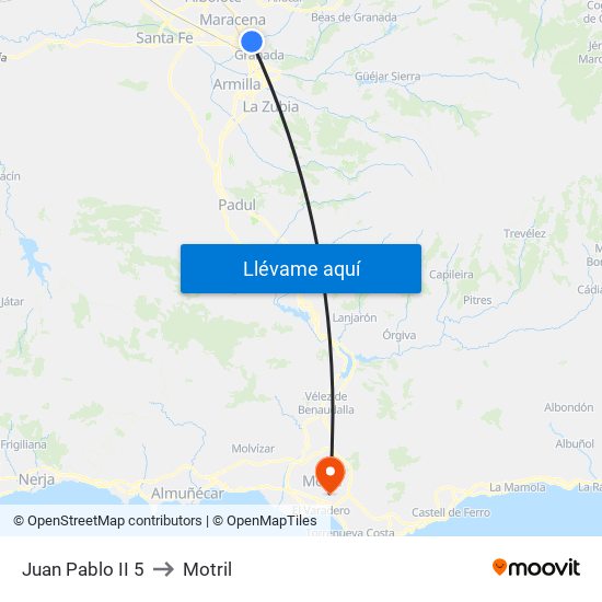 Juan Pablo II 5 to Motril map