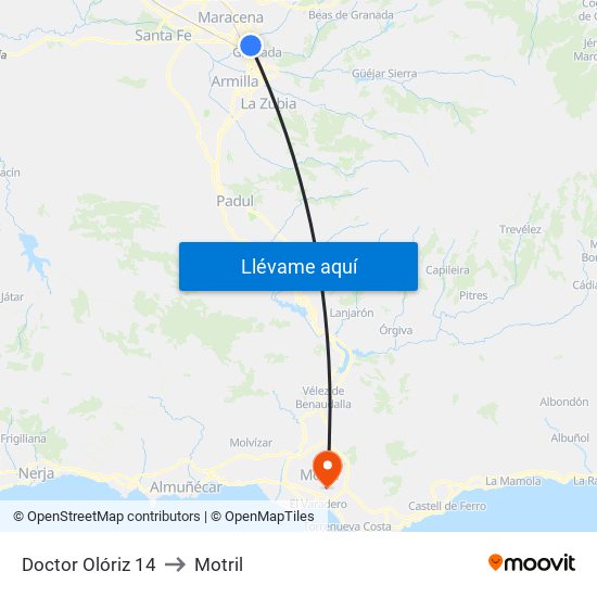 Doctor Olóriz 14 to Motril map