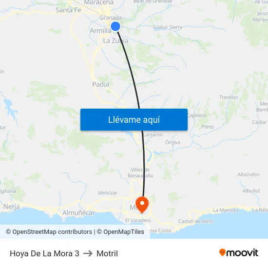 Hoya De La Mora 3 to Motril map