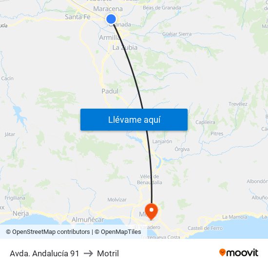 Avda. Andalucía 91 to Motril map