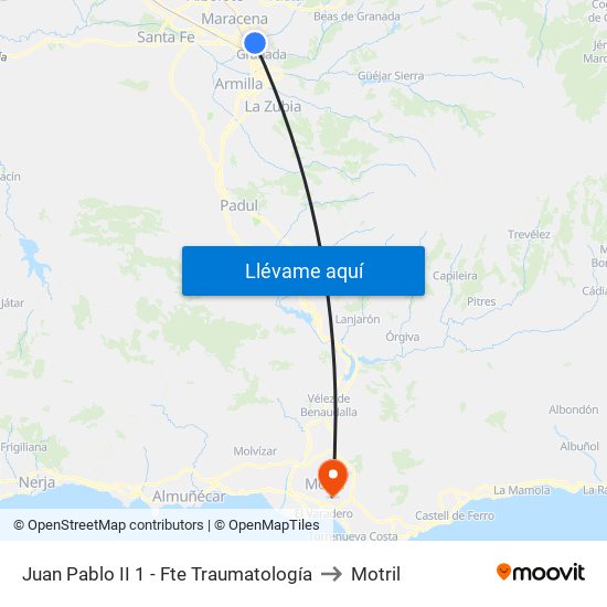 Juan Pablo II 1 - Fte Traumatología to Motril map