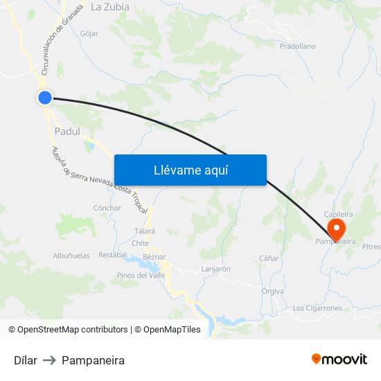 Dílar to Pampaneira map