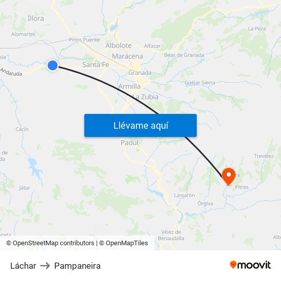Láchar to Pampaneira map