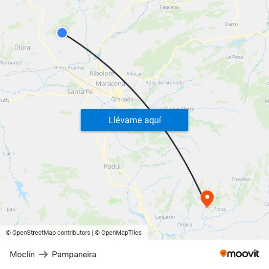 Moclín to Pampaneira map