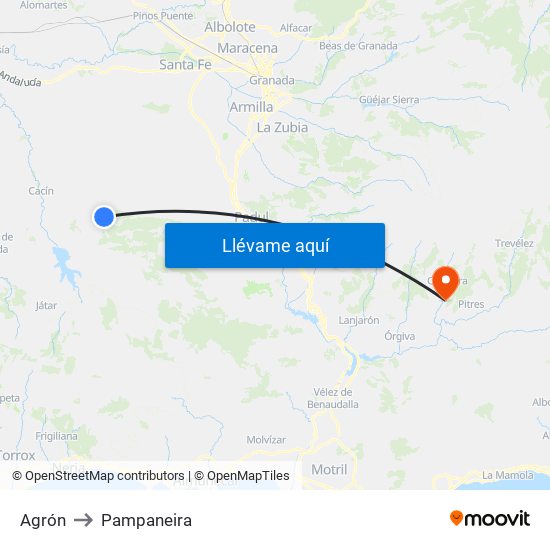 Agrón to Pampaneira map