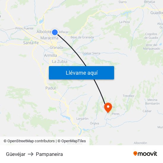 Güevéjar to Pampaneira map