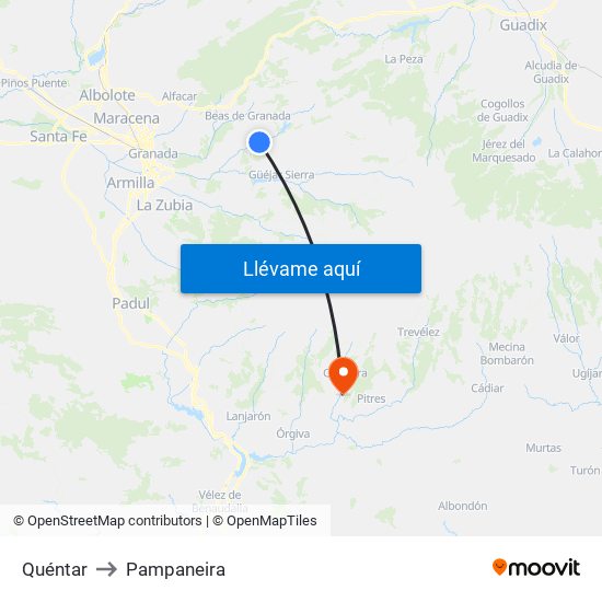 Quéntar to Pampaneira map