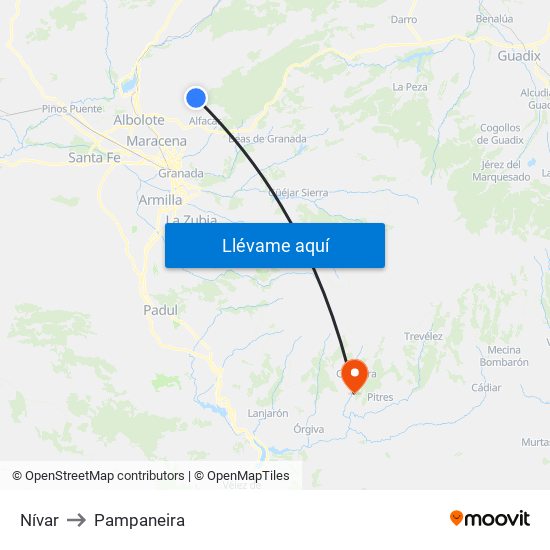 Nívar to Pampaneira map