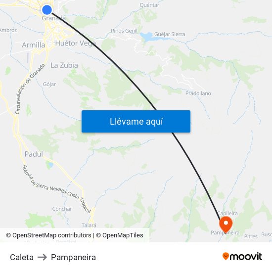 Caleta to Pampaneira map