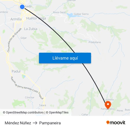 Méndez Núñez to Pampaneira map