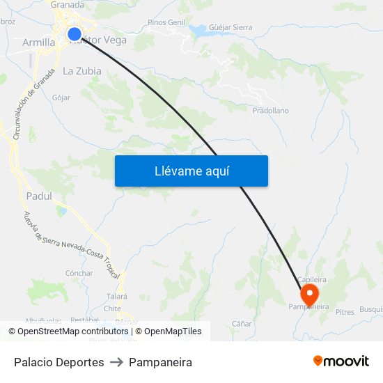 Palacio Deportes to Pampaneira map