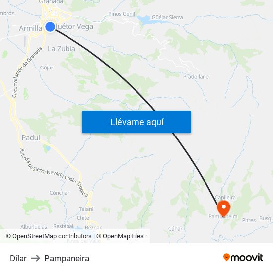 Dílar to Pampaneira map