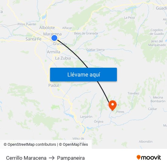 Cerrillo Maracena to Pampaneira map