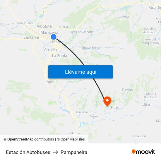 Estación Autobuses to Pampaneira map