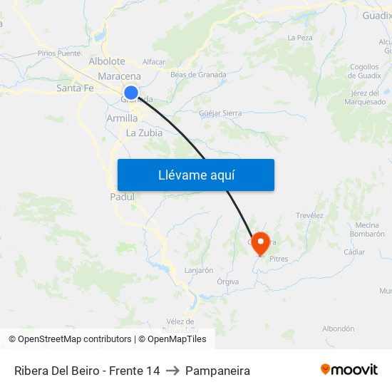 Ribera Del Beiro - Frente 14 to Pampaneira map