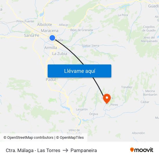 Ctra. Málaga - Las Torres to Pampaneira map