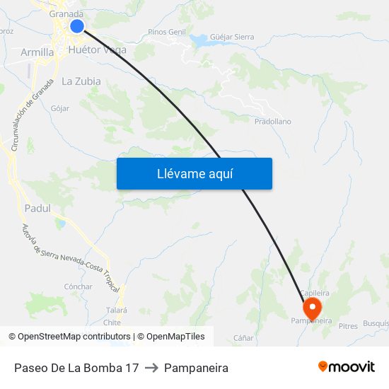 Paseo De La Bomba 17 to Pampaneira map
