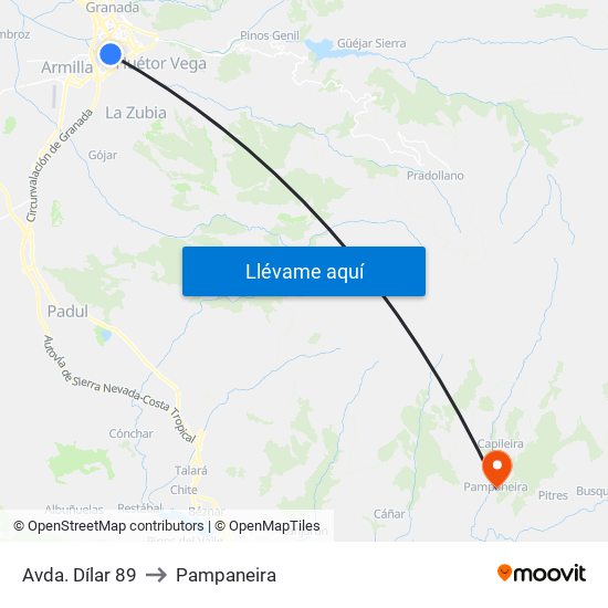 Avda. Dílar 89 to Pampaneira map