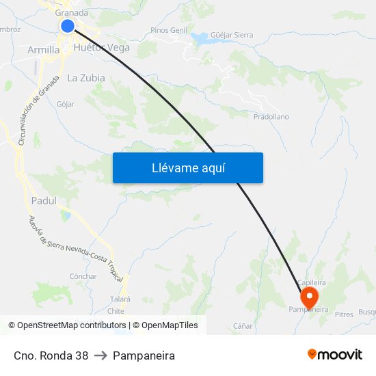 Cno. Ronda 38 to Pampaneira map