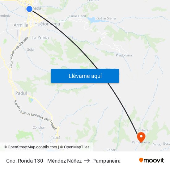 Cno. Ronda 130 - Méndez Núñez to Pampaneira map
