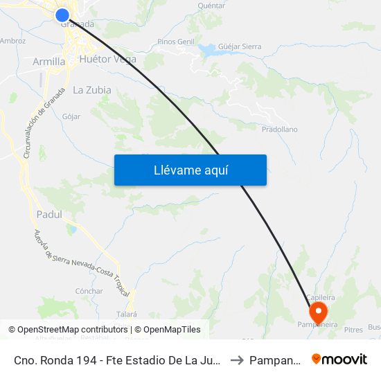 Cno. Ronda 194 - Fte Estadio De La Juventud to Pampaneira map