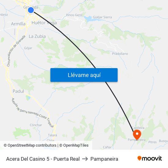 Acera Del Casino 5 - Puerta Real to Pampaneira map