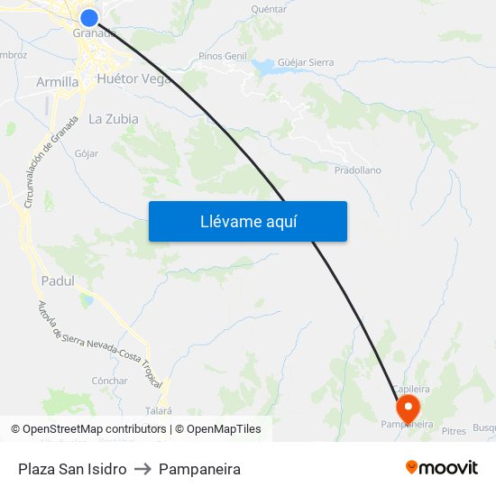 Plaza San Isidro to Pampaneira map