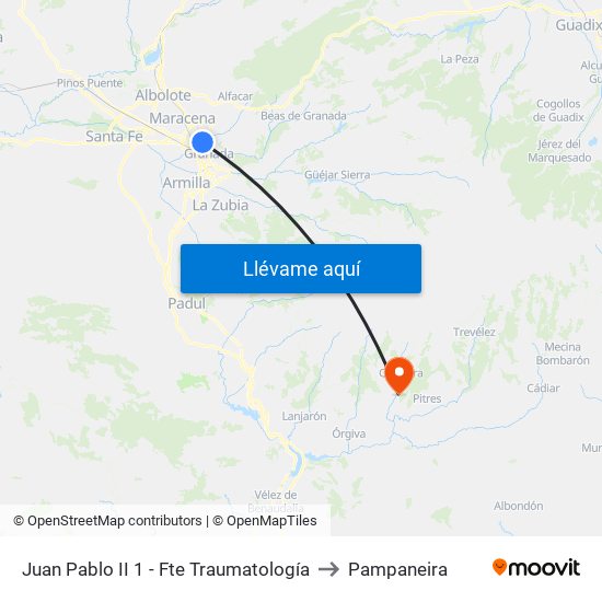 Juan Pablo II 1 - Fte Traumatología to Pampaneira map