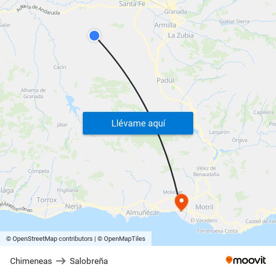 Chimeneas to Salobreña map