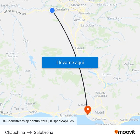 Chauchina to Salobreña map