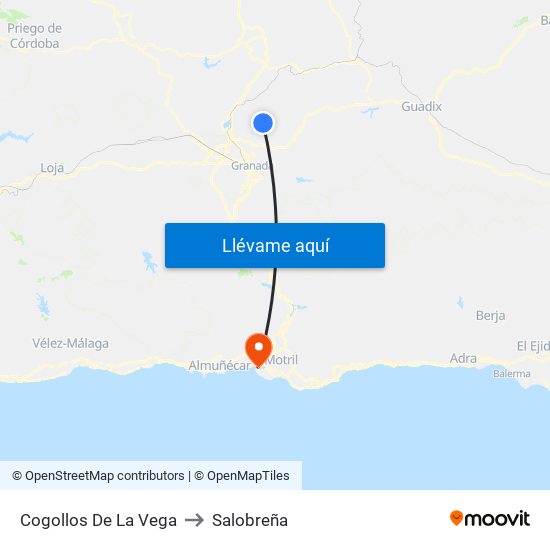 Cogollos De La Vega to Salobreña map
