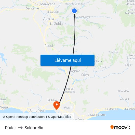 Dúdar to Salobreña map